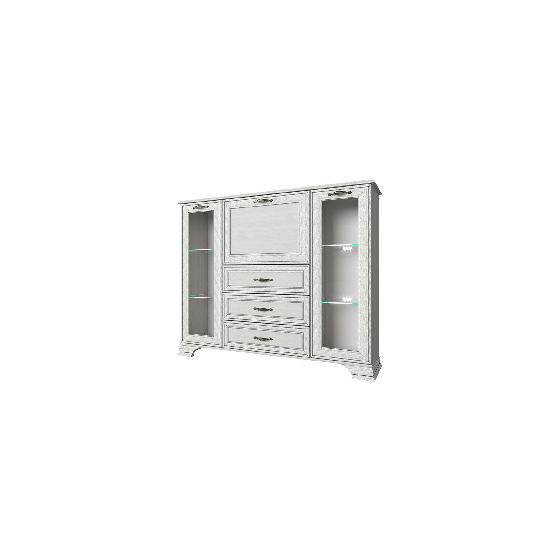 Vitrina 3 usi + 3 sertare tiffany, 2v1d3s, 154x37x125.3 cm, crem woodline