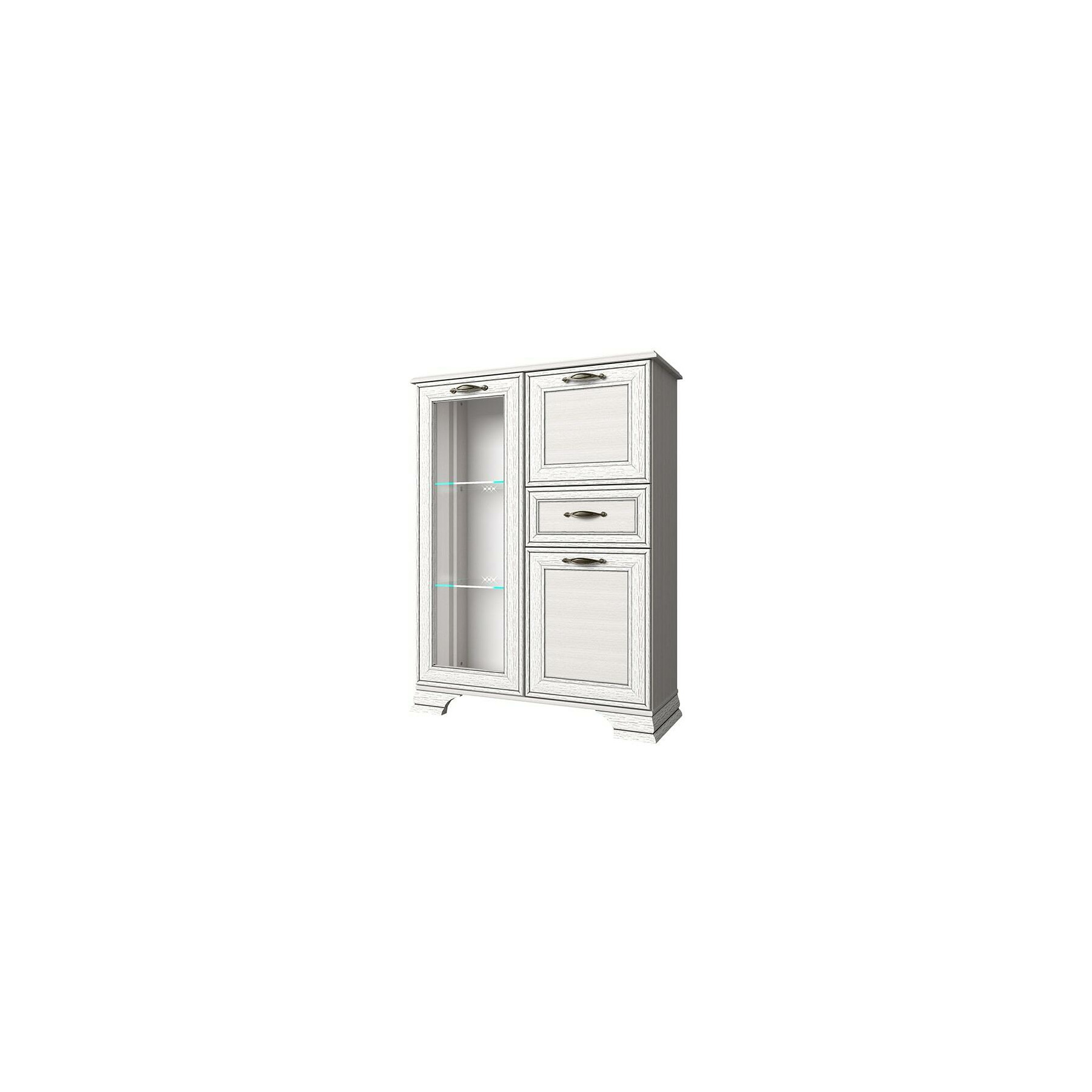 Vitrina 3 usi + un sertar tiffany, 1v2d1s, 94x27x125.3 cm, crem woodline