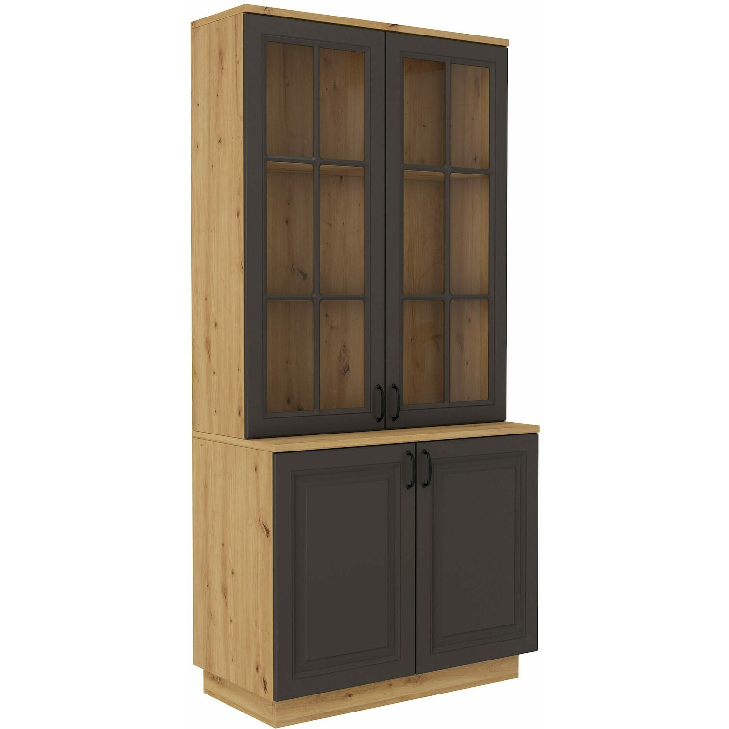 Vitrina flawia 2 usi whar100 + comoda flawia 2d whar100 grafit