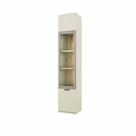 Vitrina Modern 1V2D, 45x40x230 cm, Ecru/Stejar Navarra