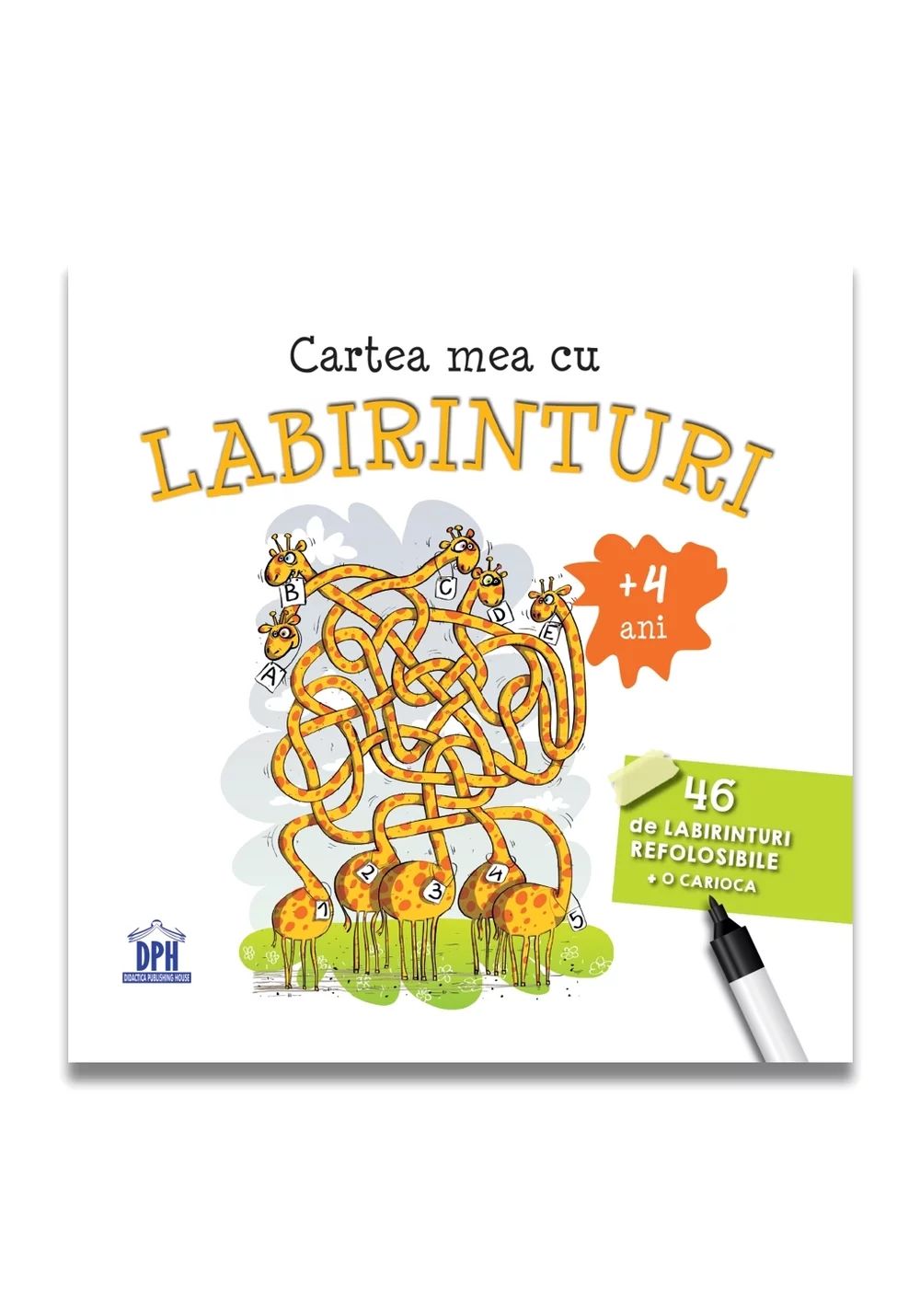 Cartea mea cu LABIRINTURI - 46 de labirinturi refolosibile + o carioca (+4 ani)