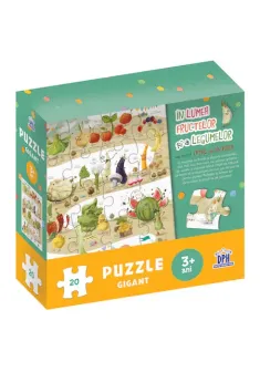 In lumea fructelor si a legumelor cu micul catel de usturoi - Puzzle gigant