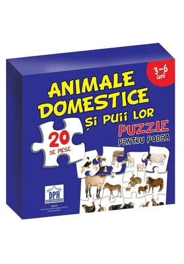 Puzzle pentru podea - Animale domestice si puii lor - 3-6 Ani