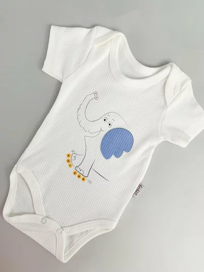 Body bebelus - alb cu elefantel