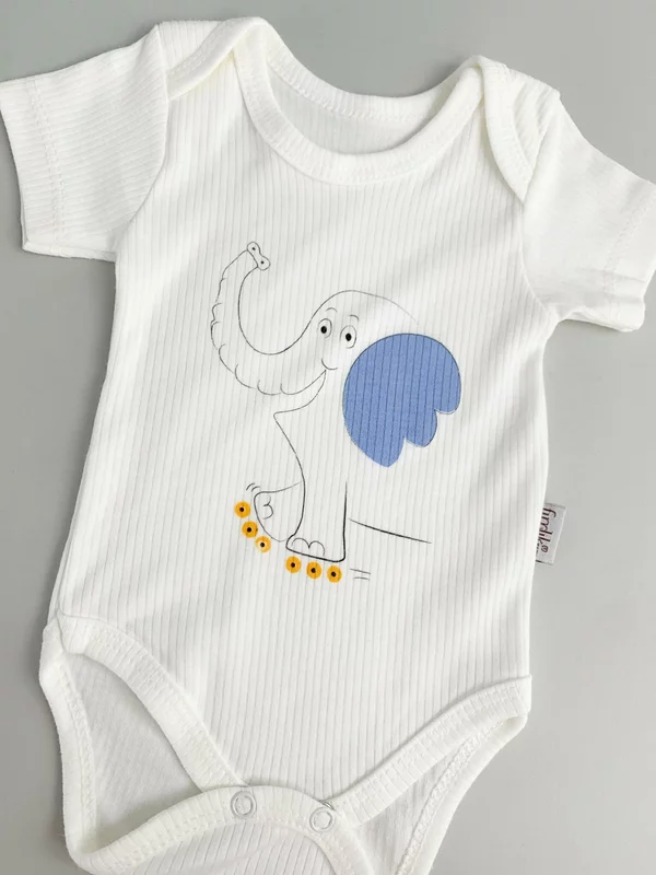 Body bebelus - alb cu elefantel picture - 3