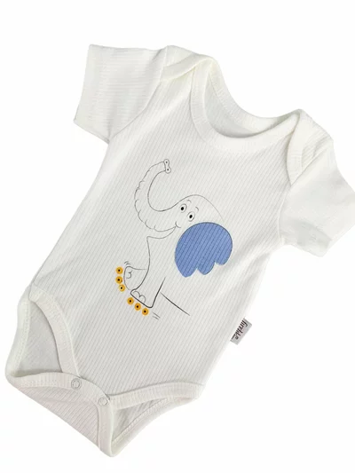 Body bebelus - alb cu elefantel