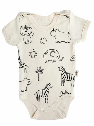 Body bebelus - ivoire cu animalute