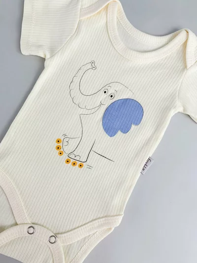 Body bebelus - ivoire cu elefantel