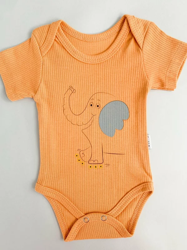 Body bebelus - portocaliu cu elefantel picture - 3