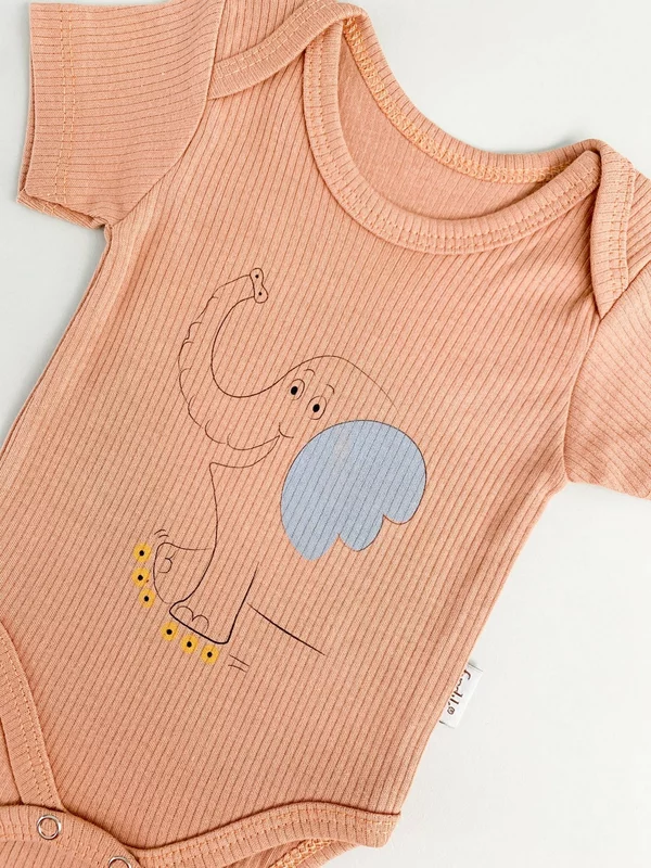 Body bebelus - roz somon cu elefantel picture - 2