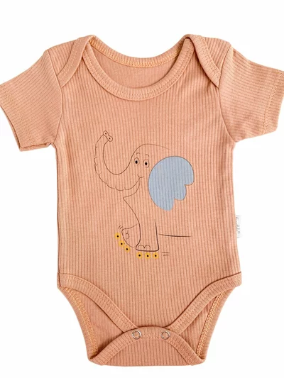 Body bebelus - roz somon cu elefantel