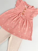 Compleu fetita cu floricele - crem cu roz picture - 5