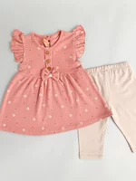 Compleu fetita cu floricele - crem cu roz picture - 6