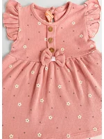Compleu fetita cu floricele - crem cu roz picture - 2