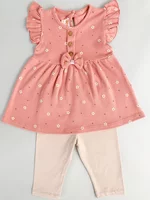 Compleu fetita cu floricele - crem cu roz picture - 1