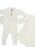 Compleu tricotat  bebelus 5 piese - alb picture - 8
