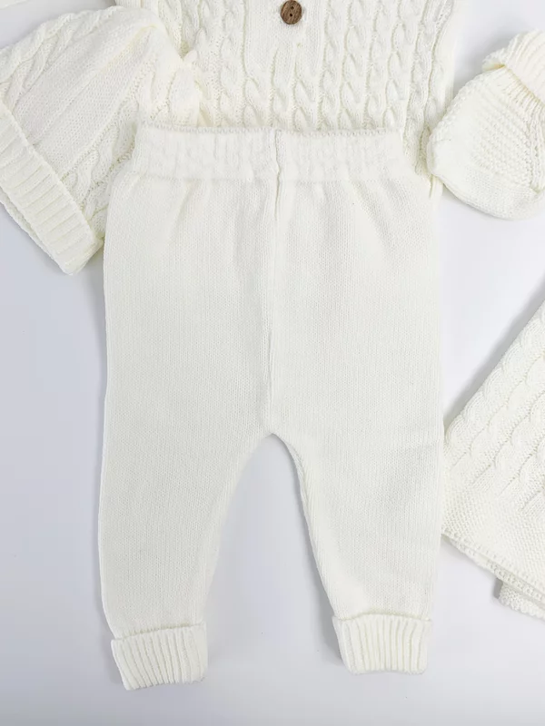 Compleu tricotat  bebelus 5 piese - alb picture - 3