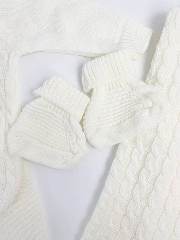 Compleu tricotat  bebelus 5 piese - alb picture - 5