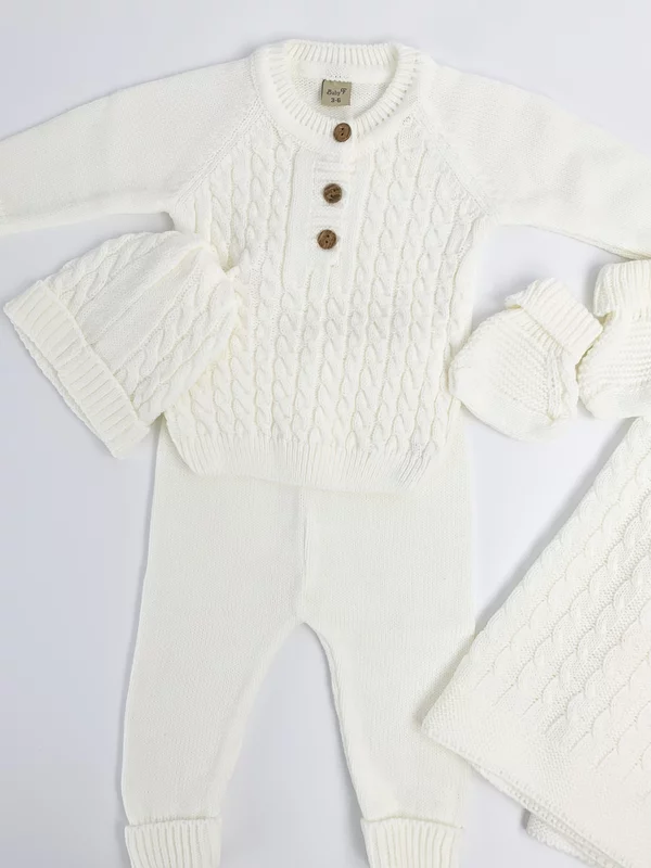 Compleu tricotat  bebelus 5 piese - alb picture - 7