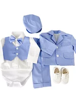 Costum botez baiat Fabian cu incaltaminte picture - 4