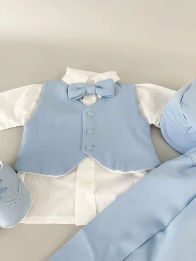Costum botez bleo baiat Aurelian cu încălțăminte