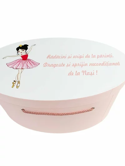 Cufar botez roz pal cu balerina