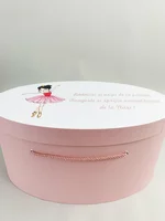 Cufar botez roz pudra cu balerina picture - 2