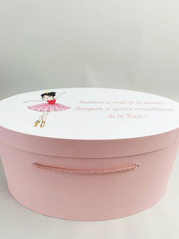 Cufar botez roz pudra cu balerina picture - 2