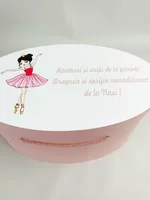 Cufar botez roz pudra cu balerina picture - 3