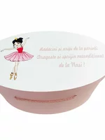 Cufar botez roz pudra cu balerina picture - 1