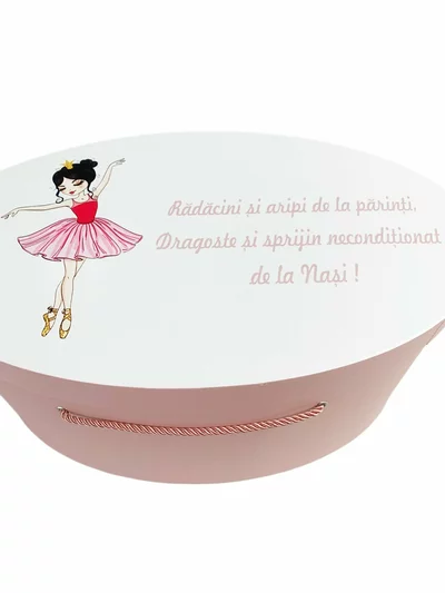 Cufar botez roz pudra cu balerina