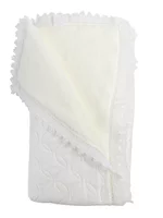 Patura bebelusi groasa - alba cu franjuri picture - 1