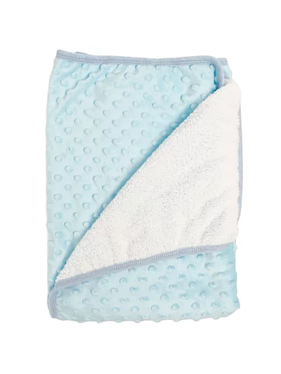 Patura bebelusi pufoasa cu bulinute - albastra