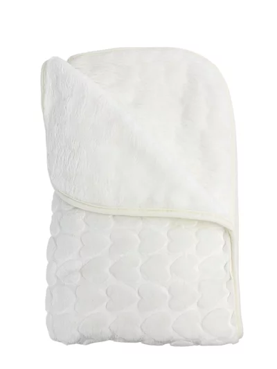 Patura bebelusi pufoasa cu inimioare - alba