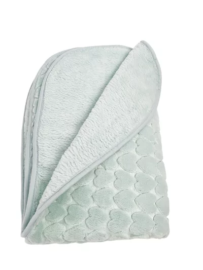 Patura bebelusi pufoasa cu inimioare - verde