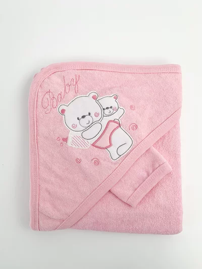 Prosop bebe brodat roz - cu ursuleti