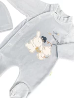 Salopeta albastra pufoasa baiat cu ursulet si iepuras picture - 2