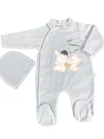 Salopeta albastra pufoasa baiat cu ursulet si iepuras picture - 1