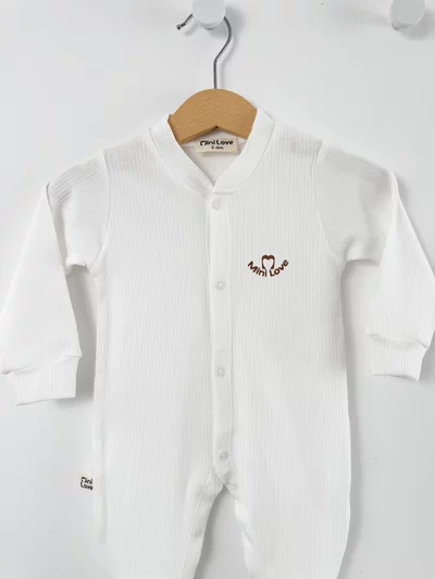 Salopeta baiat alb logo mini love
