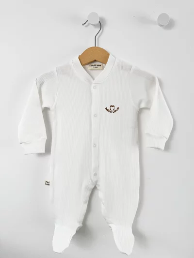 Salopeta baiat alb logo mini love