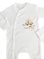 Salopeta baiat alba cu girafa si masina picture - 2