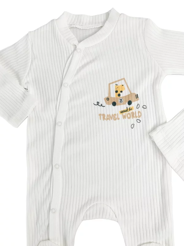 Salopeta baiat alba cu girafa si masina picture - 2