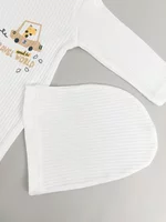 Salopeta baiat alba cu girafa si masina picture - 3