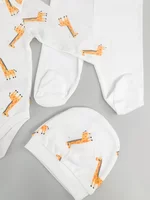 Salopeta baiat alba cu girafe - 3 piese picture - 3