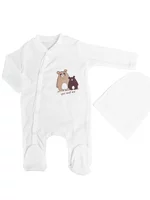 Salopeta baiat alba cu ursuleti - 2 piese picture - 1