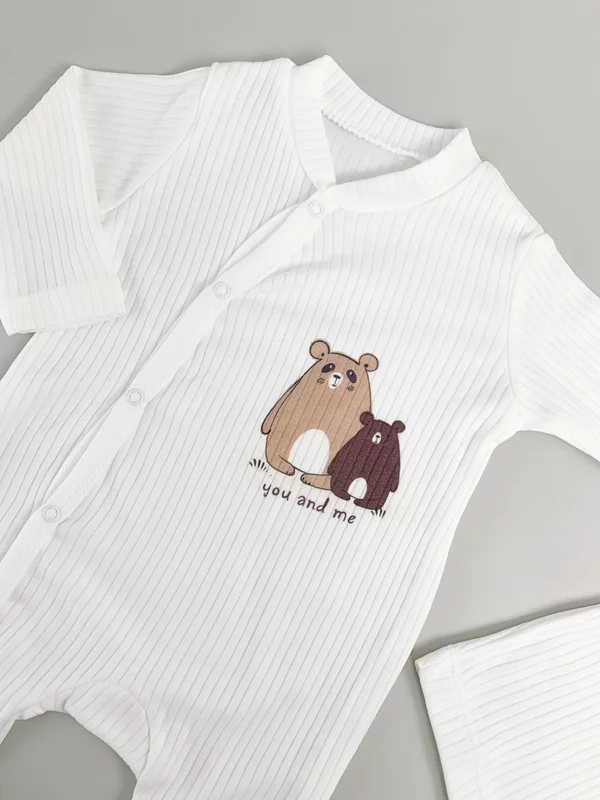 Salopeta baiat alba cu ursuleti - 2 piese picture - 2