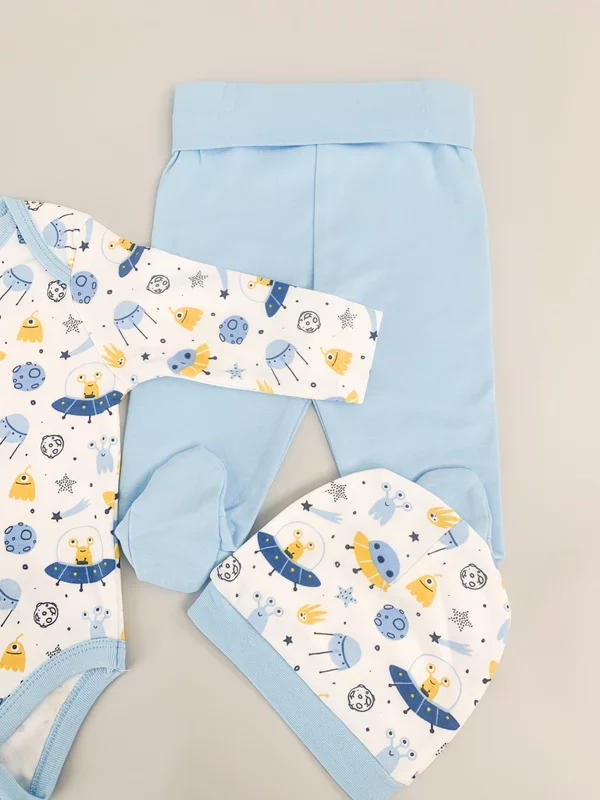 Salopeta baiat albastra cu OZN-uri - 3 piese picture - 4