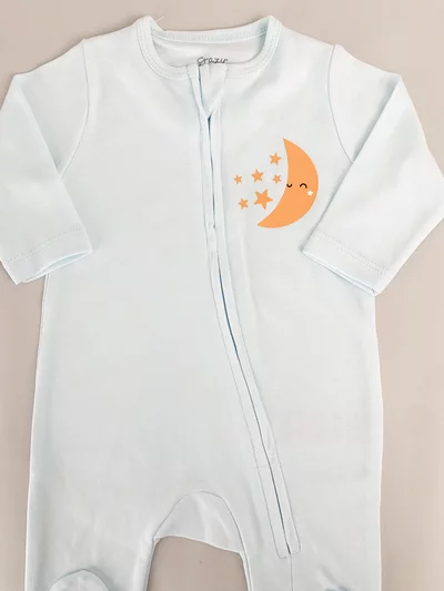 Salopeta baiat albastra cu stelute si luna - 2 piese