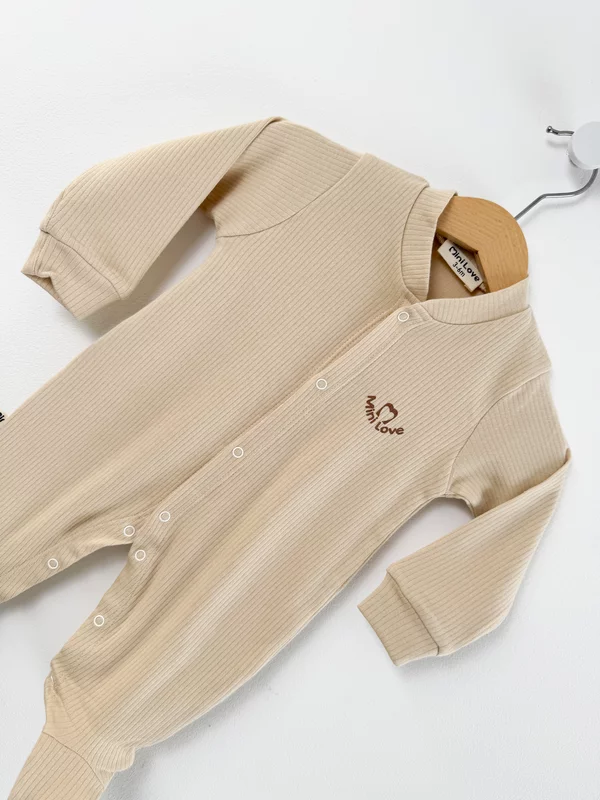 Salopeta baiat crem logo mini love picture - 2