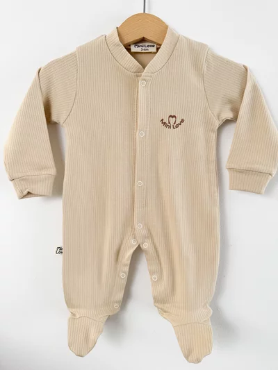 Salopeta baiat crem logo mini love